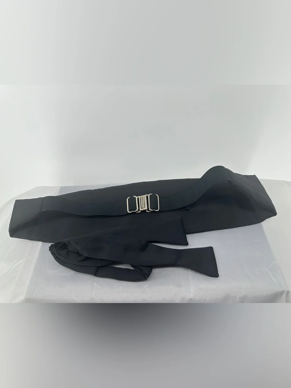 Black silk cummerbund and bowtie set